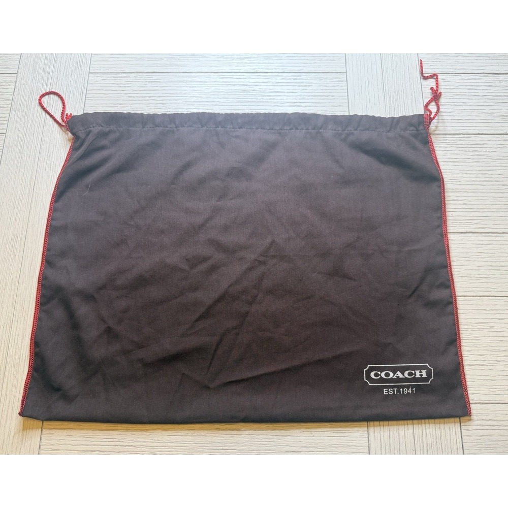 Coach‎ Brown W/ Red Drawstring Dust Bag, Handbag Protector. 19"x15"